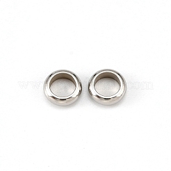 304ステンレススチールクリンプビーズ  ロンデル  ステンレス鋼色  6x2mm  穴：4mm&nbsp;LS-STAS-WH0029-06D-01