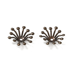 真鍮製ビーズキャップ  ヘアスティックアクセサリー  花  アンティークブロンズ  13mm&nbsp;LS-OHAR-PW0003-121E