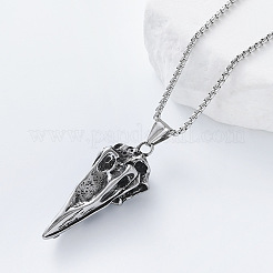 Vintage Gothic Raven Skull 304 Stainless Steel Pendant Necklaces for Men Women&nbsp;XV7044