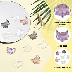 30Pcs 6 Colors Electroplate Transparent Glass Connector Charms&nbsp;EGLA-YW0005-74