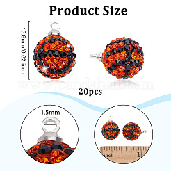 20Pcs Round Polymer Clay Rhinestone Pendants&nbsp;PALLOY-OC00049
