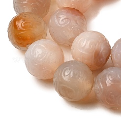 天然石瑪瑙ビーズ連売り  染め＆加熱  刻まれた丸いビーズ  砂茶色  14mm  穴：2mm  約28個/連  14.76''（37.5センチメートル）&nbsp;G-P614-A01-01