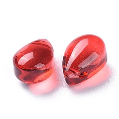 透明ガラスビーズ  トップドリルビーズ  ティアドロップ  レッド  9x6x5mm  穴：1mm&nbsp;GGLA-M004-05A-03