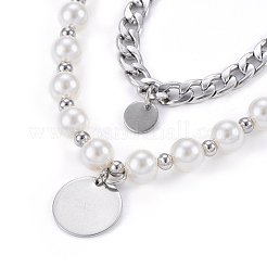 304 Stainless Steel Pendant Tiered Necklaces&nbsp;NJEW-O106-03P