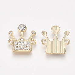 合金リンクコネクター  ラインストーン付き  クラウン  クリスタル  ゴールドカラー  19.5x18x3mm  穴：1.5mm&nbsp;X-PALLOY-S118-38