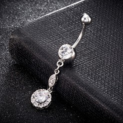 Brass Cubic Zirconia Navel Ring&nbsp;AJEW-EE0004-10