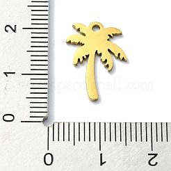 304ステンレスペンダント  レーザー切断  ココナッツツリーチャーム  ゴールドカラー  17x12x1mm  穴：1mm&nbsp;STAS-C097-22G