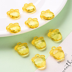 透明なアクリルパーツ  多面カット  りんご  オレンジ  20x17x5~6mm  穴：3mm  約480個/500g&nbsp;TACR-S154-28B-81