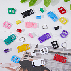 64個25スタイルの長方形プラスチックバックル留め具  304ステンレススチールDリング  プラスチックベルトキーパーループバックル  人形用ウェビング  ストラップバッグ  服飾材料  ミックスカラー  12~22x15~33x1.5~7mm&nbsp;FIND-DC0004-63