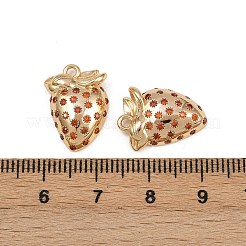 真鍮製マイクロパヴェキュービックジルコニアペンダント  苺  18KGP本金メッキ  17x12x4.5mm  穴：1.5mm&nbsp;KK-K407-02G