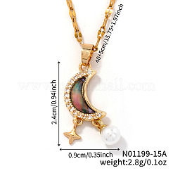 Chic Brass Crystal Rhinestone Moon Star Pendant Necklaces&nbsp;QW2604-2