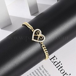Brass Micro Pave Clear Cubic Zirconia Link Bracelets&nbsp;LS-BJEW-M050-05G-01