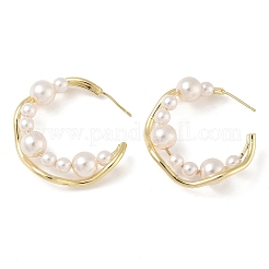 Brass with Plastic Pearls Stud Earrings&nbsp;KK-CBAD851-23G