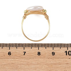 Natural Keshi Pearl Copper Wire Finger Rings&nbsp;RJEW-JR01076