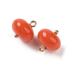 アクリルパーツ  真鍮のループを有します  フラットラウンド  オレンジ  12x12mm  穴：1.6mm&nbsp;MACR-C033-12G