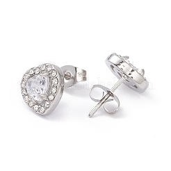 Cubic Zirconia & Rhinestone Heart Stud Earrings&nbsp;EJEW-A080-03P