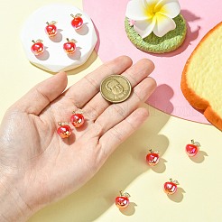 アロイ樹脂チャーム  りんご  ABカラー  レッド  14~15x13x11~12mm  穴：1mm&nbsp;RESI-CJC0027-09