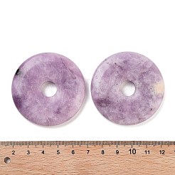 天然レピドライトペンダント  ドーナツ/円盤チャーム  50x7.5mm  穴：10.5mm&nbsp;X-G-K099-50mm-02