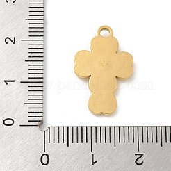 304ステンレススチールラインストーンペンダント  クロス  クローバー  ゴールドカラー  20.5x13x2mm  穴：1.8mm&nbsp;STAS-I322-35G-01