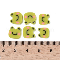 手作り樹脂クレイカボション  カエル  黄緑  9.5~11x10x2mm&nbsp;CLAY-B005-05