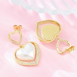 Brass Micro Pave Cubic Zirconia Stud Earrings&nbsp;KK-CBAD104-01G