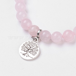 Natural Rose Quartz Stretch Bracelets&nbsp;BJEW-JB03771-04