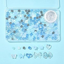 219 個 12 スタイルのアクリルビーズ 1 ロール強力な伸縮性のあるビーズ弾性糸  ライトスカイブルー  7.5~23x5~31mm  穴：1~2.5mm&nbsp;OACR-FS0001-58