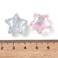 UVメッキ透明アクリルビーズ  虹色の  ミックスカラー  多面カット  スター  19x19x12mm  穴：2.5mm&nbsp;OACR-D038-02A