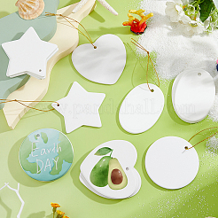 16Pcs 4 Styles  Porcelain Heat Transfer Printing Pendant Decorations&nbsp;HJEW-FH0001-77