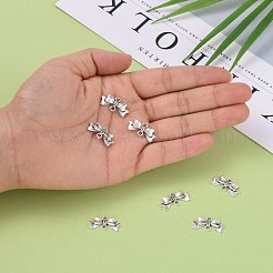 蝶結び合金リンクコネクター  鉛フリー及びカドミウムフリー  アンティークシルバー  20x10x3mm  穴：2mm&nbsp;EA11930Y
