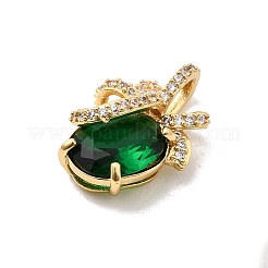 真鍮製マイクロパヴェキュービックジルコニアペンダント  オーバル  18KGP本金メッキ  ミックスカラー  19x13x8mm  穴：3x3mm&nbsp;KK-Z131-18G