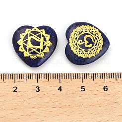 7Pcs 7 Styles Chakra Natural Dyed Sesame Jasper Love Heart Ornaments Figurines&nbsp;G-P533-01F-1