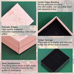 厚紙製ジュエリーボックス10個  内部のスポンジ  長方形  ちょう結びの模様  ピンク  9.1x6.9x3.15cm&nbsp;CBOX-PH0002-09A
