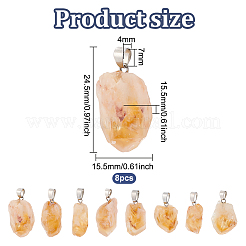 8Pcs Raw Rough Natural Citrine Pendants&nbsp;G-FG0001-12