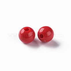 不透明なアクリルビーズ  ラウンド  ファイヤーブリック  8x7mm  穴：2mm  約1745個/500g&nbsp;MACR-S370-C8mm-A14