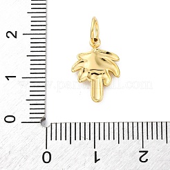 304ステンレススチールチャーム  丸カン付き  18KGP本金メッキ  ココヤシの木  15x10.5x2mm  穴：4mm&nbsp;LS-STAS-U049-03A-03G