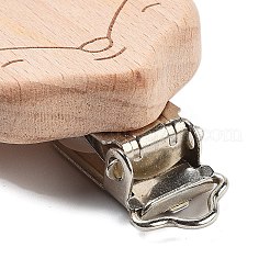 ブナ材のおしゃぶりクリップ  鉄のクリップ付き  歯が生えるおもちゃのサスペンダークリップ  DIYの赤ちゃんのおしゃぶりクリップの鎖のために  キツネ  50x40x17mm&nbsp;AJEW-M015-01A