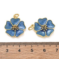 真鍮製エナメルペンダント  花のチャーム  ラックめっき  長持ちメッキ  カドミウムフリー＆鉛フリー  ゴールドカラー  20x18x3.8mm  穴：3mm&nbsp;KK-CBAD9DF-03G-J