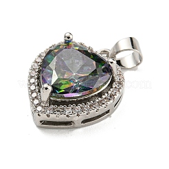 Rack Plating Brass Micro Pave Clear Cubic Zirconia Pendants&nbsp;KK-H469-02P-07
