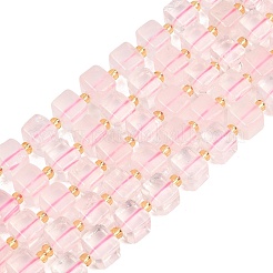天然石ローズクォーツビーズ連売り  キューブ  シードビーズで  8~8.5x8x7~8.5mm  穴：0.8mm  約39~40個/連  15.35~15.83''（39~40.2センチメートル）&nbsp;G-F832-A02-01