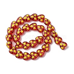 ガラスエナメルビーズ  手描きのビーズ  スターとハート  きいろ  13.5~14x14x8.5mm  穴：1.2mm&nbsp;GLAA-Q125-01E