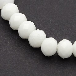 カット不透明ソリッドカラークリスタルガラスロンデルビーズストレッチブレスレット  乳白色  68mm&nbsp;BJEW-F072-15