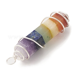 7 Chakra Gemstone Double Terminal Pointed Pendants&nbsp;PALLOY-TA00057-03