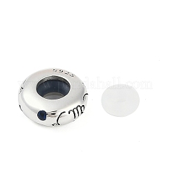 スターリングシルバーのカラフルなキュービックジルコニアのヨーロッパビーズ925個  ロンデルビーズ  乙女座  9.5x3.5mm  穴：4.5mm&nbsp;STER-R005-01AS-06