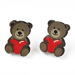 Valentine's Day Theme Printing Wood Stud Earrings for Women&nbsp;EJEW-B029-04