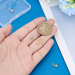 4個 2色 925スターリングシルバースターチャーム  丸カン付き  プラチナ·ゴールデン  9x6.5x2.3mm  穴：3mm  2個/カラー&nbsp;STER-PH0004-90