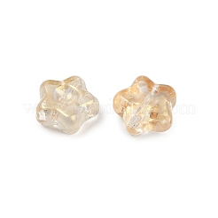 透明ガラスビーズ  スター  焼き付け塗料  シャンパンゴールド  10.5x11x5mm  穴：1mm&nbsp;DGLA-E004-12D