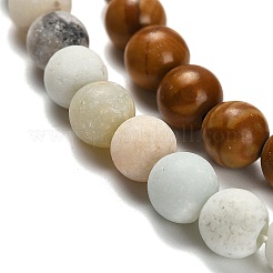 Natural Flower Amazonite/Map Stone/Sesame Jasper/Glass Beads Strands&nbsp;G-P562-C-01
