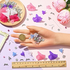 DIYイヤリングキット  アクリルビーズ42個付き  67個の合金ビーズ  ビーズキャップ20個  20本のヘッドピン  35個のピアスフック  ABSプラスチック模造真珠ビーズ25個  ミックスカラー  40.5x33x35mm  穴：1.8mm&nbsp;DIY-YW0016-29