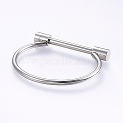 変色しにくい304ステンレススチールのバングル  ステンレス鋼色  2-1/2インチ（6.3cm）x1-7/8インチ（4.7cm）  4~9mm&nbsp;X-BJEW-P222-14P
